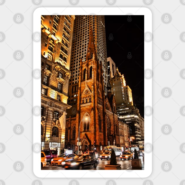 USA. New York. Manhattan. Church at night. Sticker by vadim19